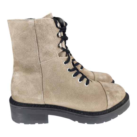 Allsaints Dusty Suede Combat Boots Women Size 8 Light Gray Lace Up Cap Toe - Picture 5 of 11